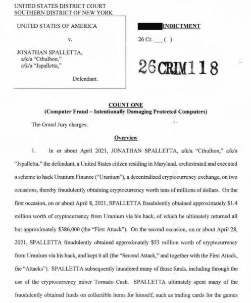 
			&laquo;Фальшивые интернет-деньги&raquo;: США обвинили хакера во взломе Uranium Finance на $53 млн		